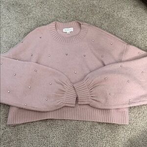 Elegant Pink Sweater with Pearl Accents